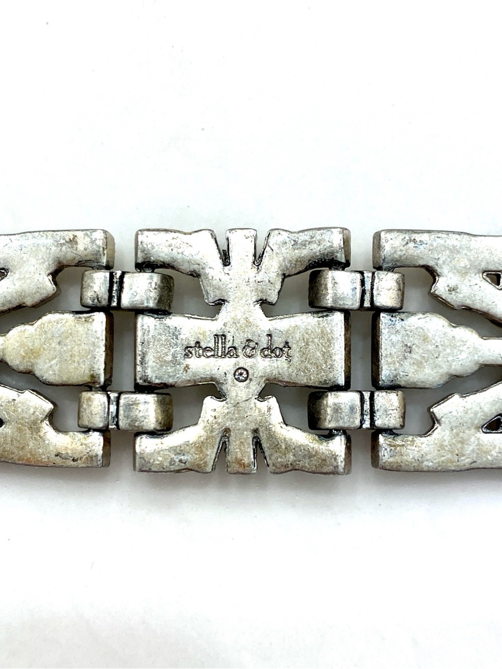 Stella & Dot Silver Crystal Art Deco Link Bracelet - Missing Stone Back - Picture 3 of 7